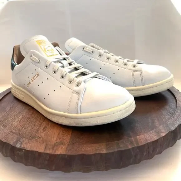 Adidas Stan Smith Classic White Green Leather Sneakers Mens 7.5 HP2201 Lux - Picture 16 of 16